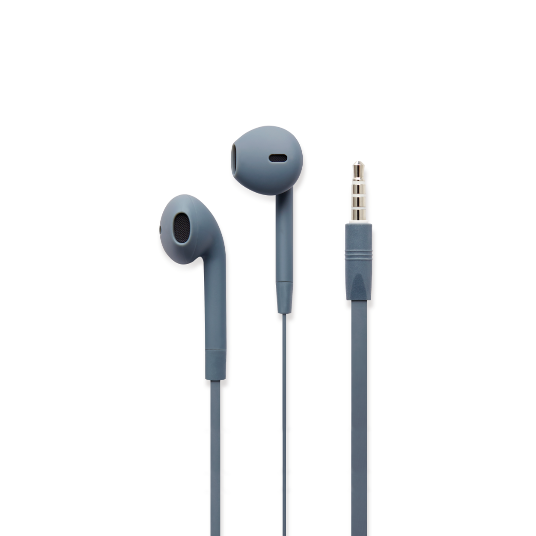 Classic Fit Earbuds with 3.5mm Connector, Matte Grey