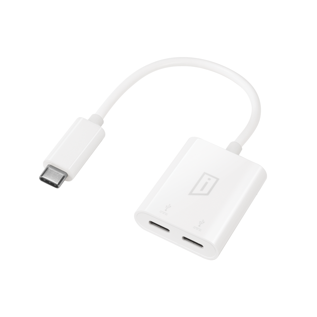 USB-C (m) to Dual USB-C (f) adapter (white)