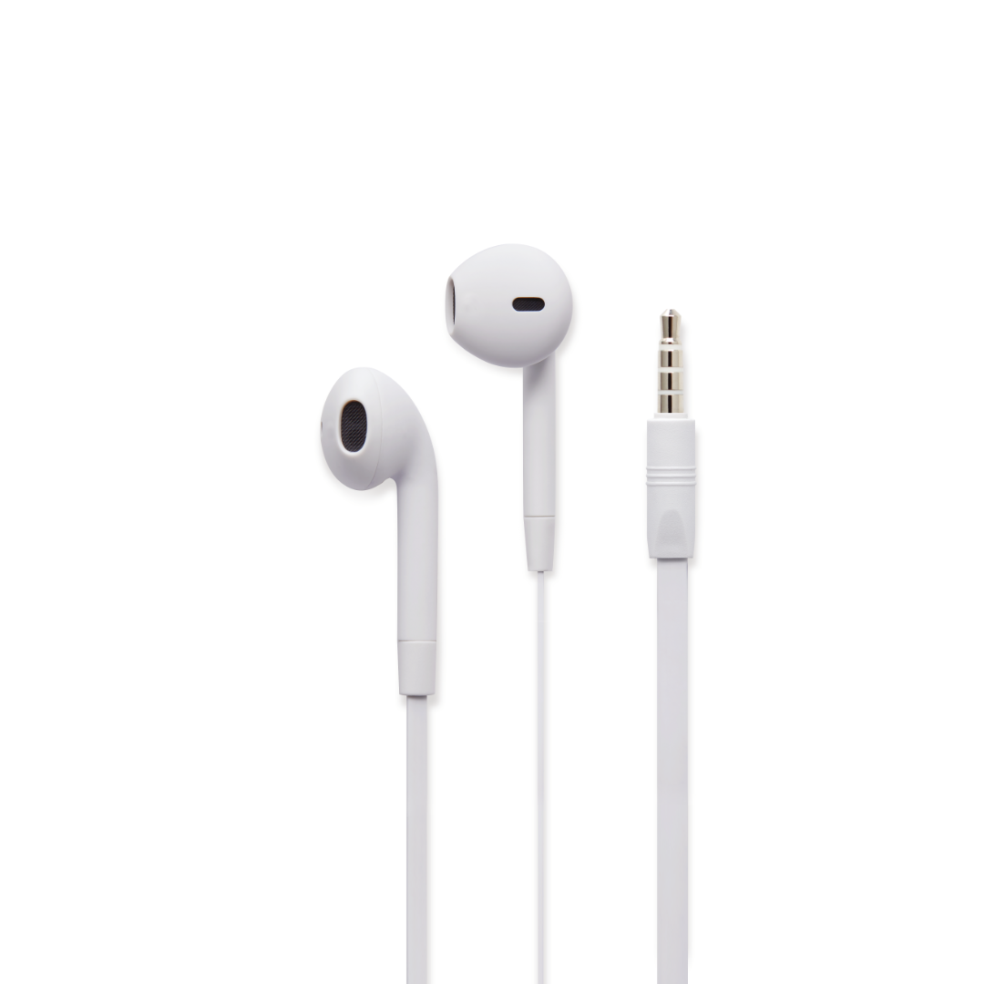 Classic Fit Earbuds with 3.5mm Connector, Matte White